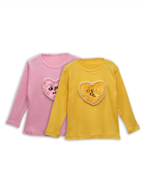 

NYNSH Girls Pink 2 Printed Applique T-shirt