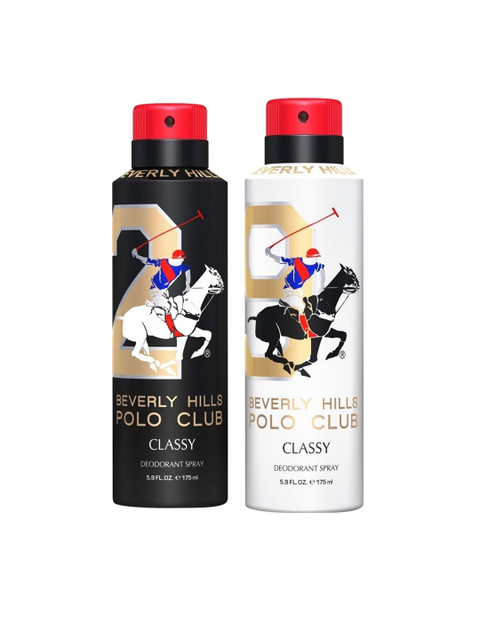 

Beverly Hills Polo Club Men Set of 2 Classy Deodorants - No.2 & No.9 - 175ml each, Black