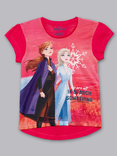 

Kids Ville Girls Pink Frozen Featured Halfsleeve T-shirt