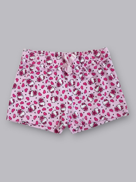 

Kids Ville Girls Pink Floral Printed Hello Kitty Hot Pants Shorts