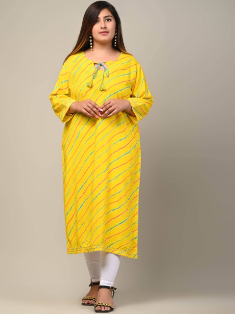 

Swasti Women White Striped Gotta Patti Floral Kurta