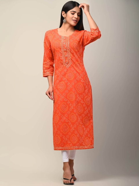 

Swasti Women Orange Printed Cotton Kurta