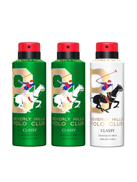 

Beverly Hills Polo Club Men Set of Classy No. 9 & 2 Classy No. 8 Deodorants - 175 ml Each, Green