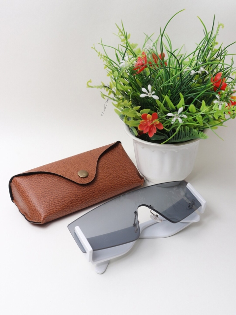 

CELEBRITY SUNGLASSES Unisex Grey Lens & White Square Sunglasses with UV Protected Lens