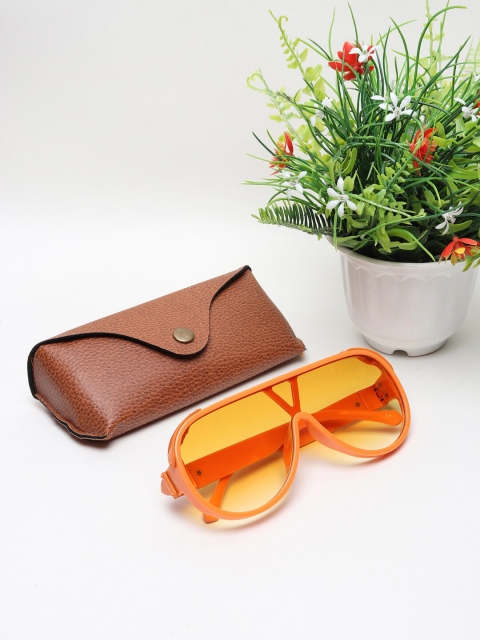 

CELEBRITY SUNGLASSES Unisex Orange Lens & Orange Browline Sunglasses with UV Protected Lens