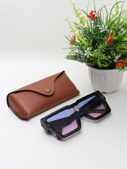 

CELEBRITY SUNGLASSES Unisex Purple Lens & Black Square Sunglasses with UV Protected Lens