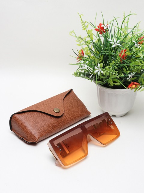 

CELEBRITY SUNGLASSES Unisex Brown Lens & Yellow Aviator Sunglasses with UV Protected Lens
