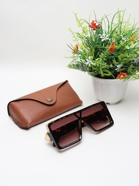 

CELEBRITY SUNGLASSES Unisex Brown Lens & Brown Browline Sunglasses with UV Protected Lens
