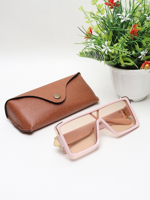 

CELEBRITY SUNGLASSES Unisex Pink Lens & Rose Gold-Toned Square Sunglasses with UV Protected Lens