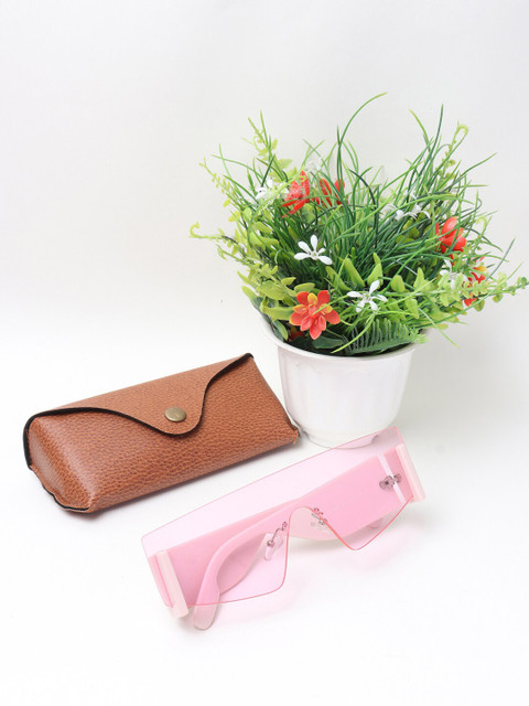 

CELEBRITY SUNGLASSES Unisex Pink Lens & Pink Square Sunglasses with UV Protected Lens