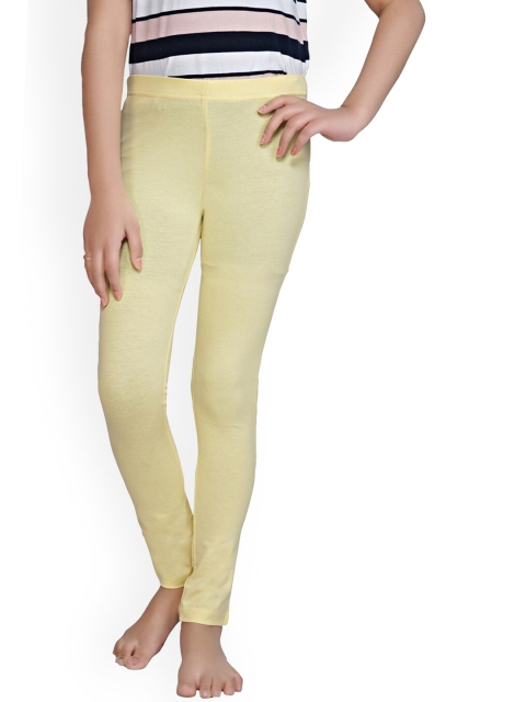 

Tiny Girl Yellow Solid Ankle-Length Cotton Leggings