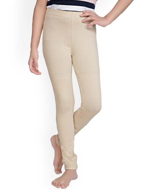 

Tiny Girl Beige Solid Cotton Ankle-Length Leggings