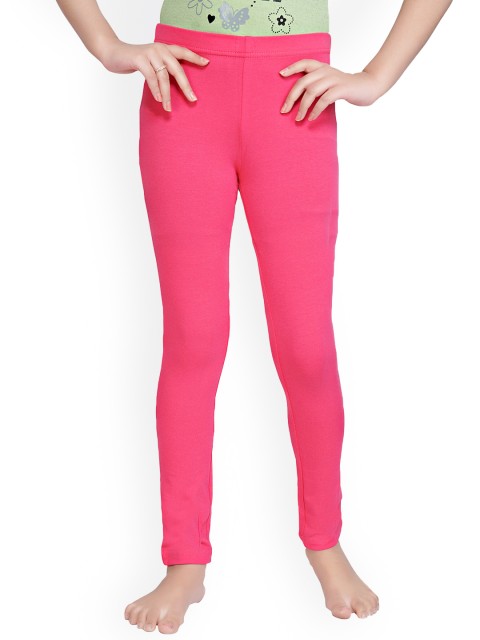 

Tiny Girl Pink Solid Ankle-Length Cotton Leggings