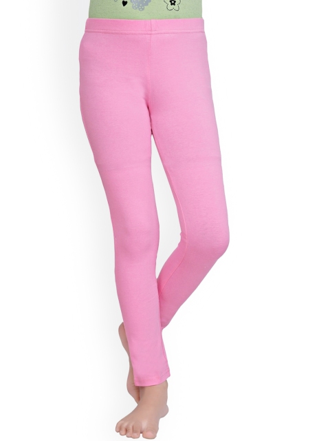 

Tiny Girl Pink Solid Cotton Ankle Length Leggings
