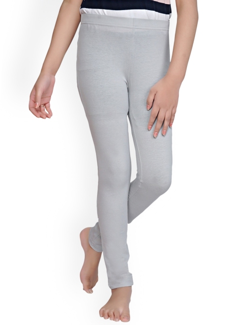 

Tiny Girl Grey Solid Cotton Churidar Length Leggings