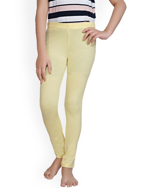 

Tiny Girl Yellow Solid Ankle-Length Cotton Leggings