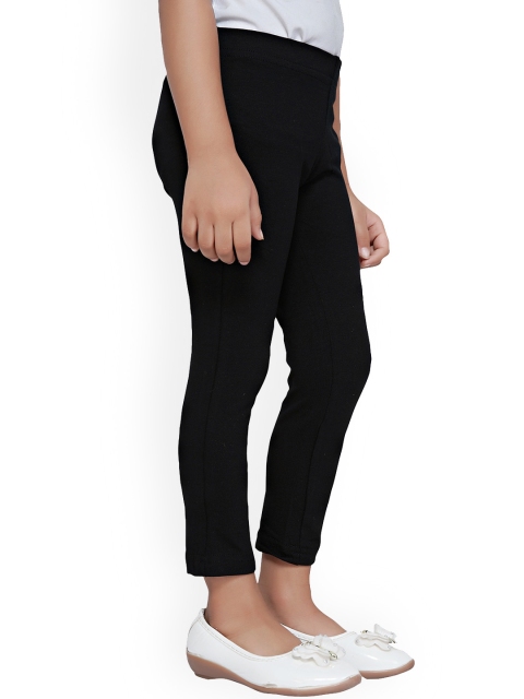 

Tiny Girl Black Solid Three-Fourth Length Cotton Leggings