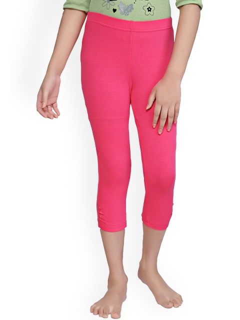 

Tiny Girl Pink Solid Cotton Three Quarter-Length Leggings