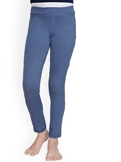

Tiny Girl Blue Solid Ankle-Length Cotton Leggings