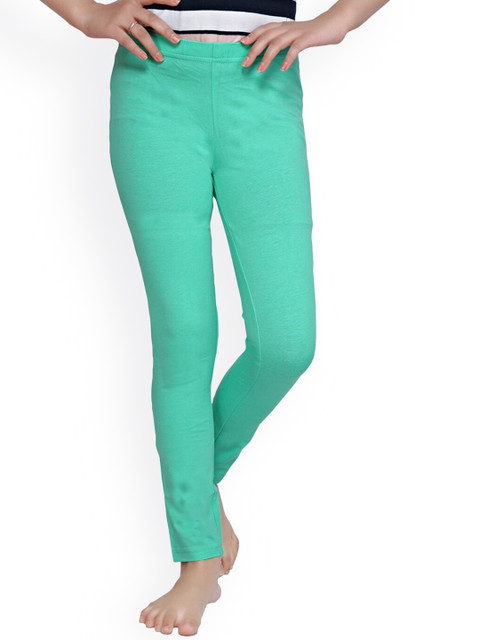 

Tiny Girl Green Solid Ankle-Length Leggings