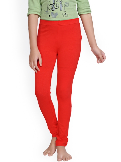 

Tiny Girl Red Solid Churidar Length Leggings