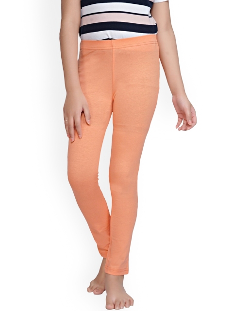 

Tiny Girl Women Peach Coloured Cotton Solid Leggings