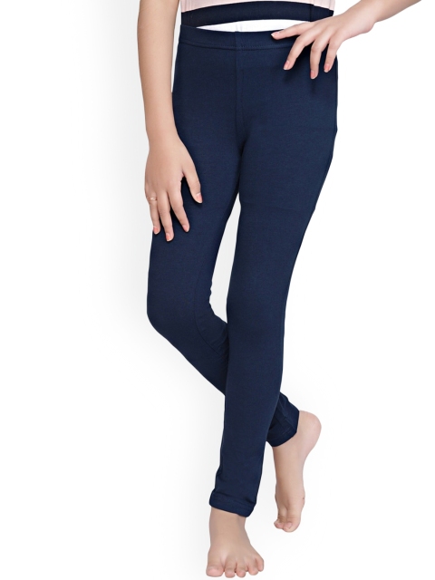 

Tiny Girl Navy Blue Solid Ankle-Length Cotton Leggings