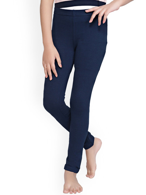 

Tiny Girl Navy Blue Solid Ankle-Length Cotton Leggings