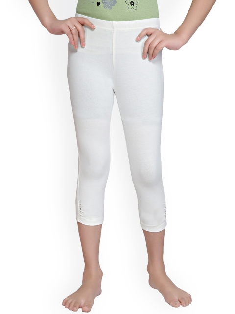 

Tiny Girl Girls White Solid Cotton Three-Fourth Leggings