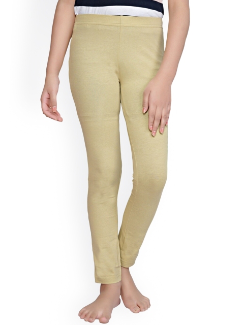 

Tiny Girl Khaki-Coloured Solid Ankle-Length Cotton Leggings