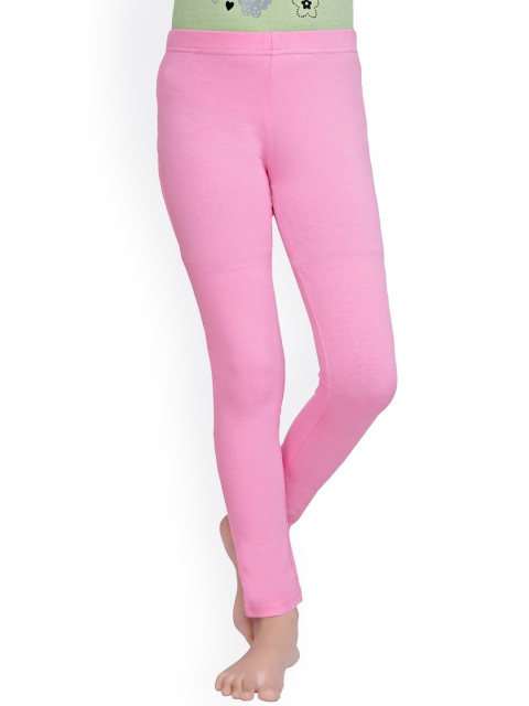 

Tiny Girl Girls Pink Solid Cotton Leggings