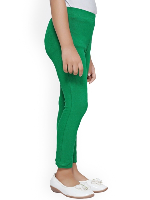 

Tiny Girl Green Solid Cotton Ankle-Length Leggings