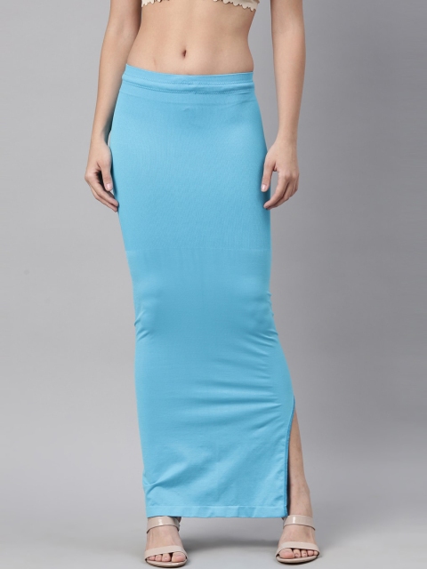 

GOLDSTROMS Women Turquoise Blue Solid Saree Shapewear