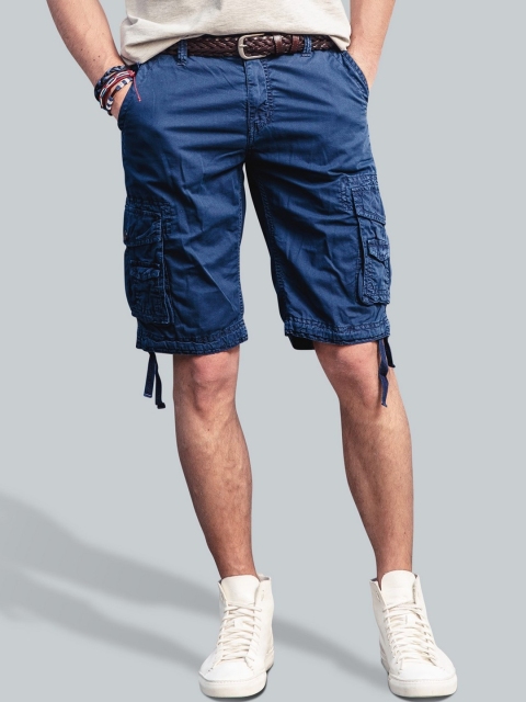 

MENS POEM Blue Cotton Cargo Shorts