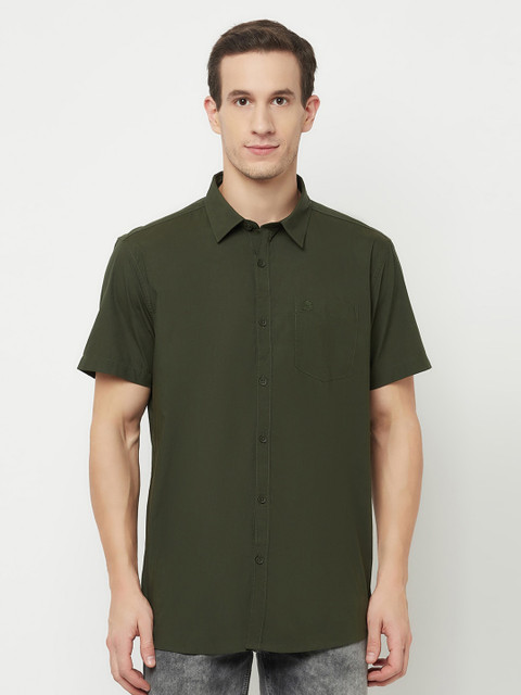 

METTLE Men Olive Green Casual Shirt