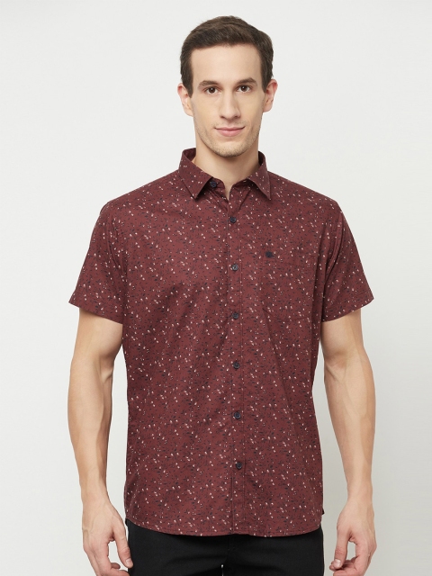 

METTLE Men Maroon Printed Casual Shirt