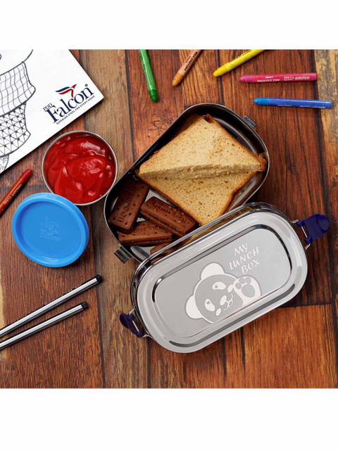 

PDDFALCON Silver-Tone Solid Stainless Steel Lunch Box