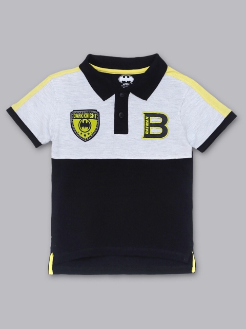 

Kids Ville Boys Black Batman Polo Collar Applique T-shirt