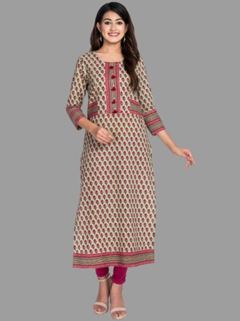 

Swasti Women Green Geometric Printed Floral Kurta