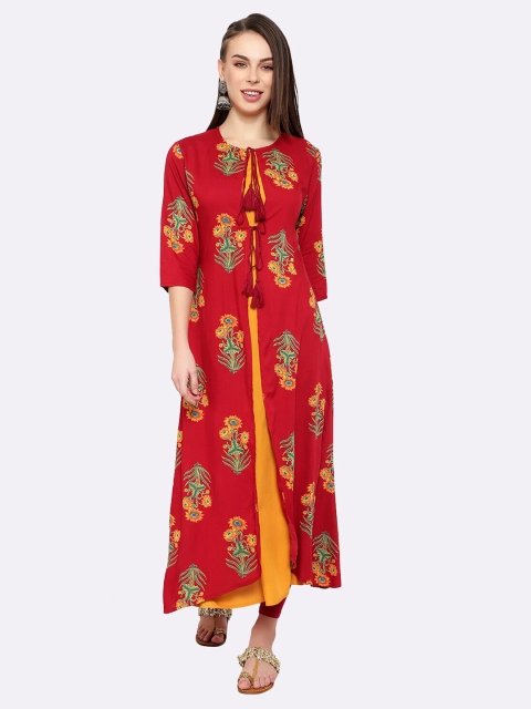 

shashvi Red & Red Floral Printed Kurti