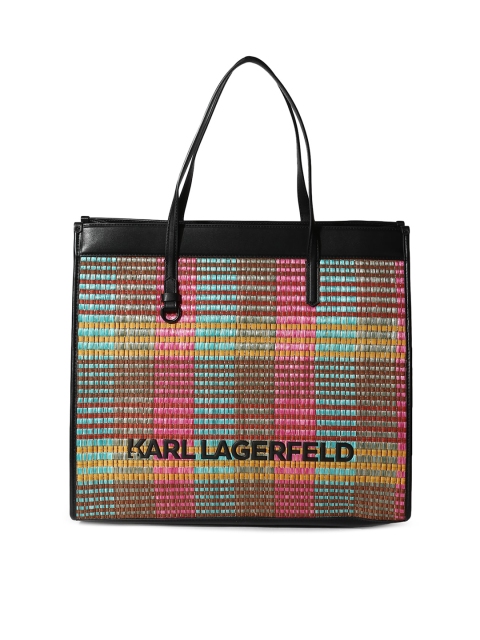 

Karl Lagerfeld Multicoloured Checked Leather Oversized Shopper Tote Bag, Multi