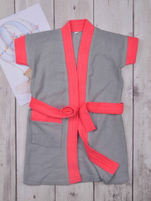 

POPLINS Kids Grey & Red Solid Bath Robe