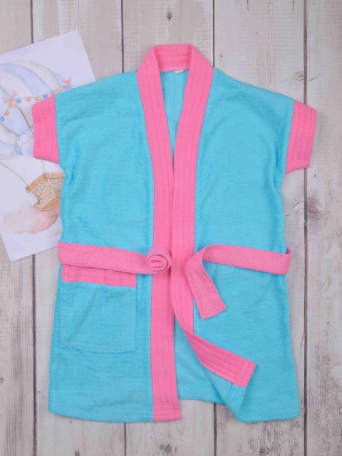 

POPLINS Kids Blue & Pink Solid Bath Robe