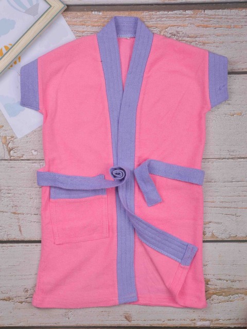 

POPLINS Unisex Kids Pink & Blue Solid Bath Robe