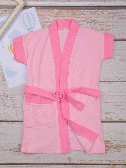 

POPLINS Unisex Kids Pink Solid Bath Robe