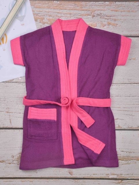 

POPLINS Kids Purple & Pink Solid Bath Robe