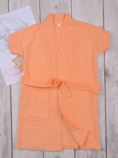 

POPLINS Kids Peach-Colored Solid Bath Robe
