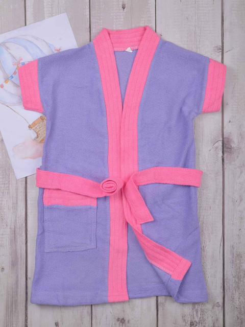 

POPLINS Kids Purple & Pink Solid Bath Robe