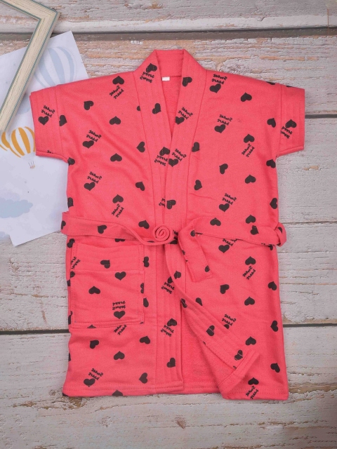 

POPLINS Unisex Kids Red Printed Bath Robe