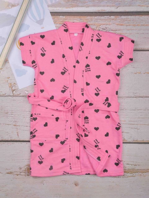 

POPLINS Kids Pink Printed Bath Robe